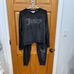 Juicy Couture Black Lounge Set with Silver Accents